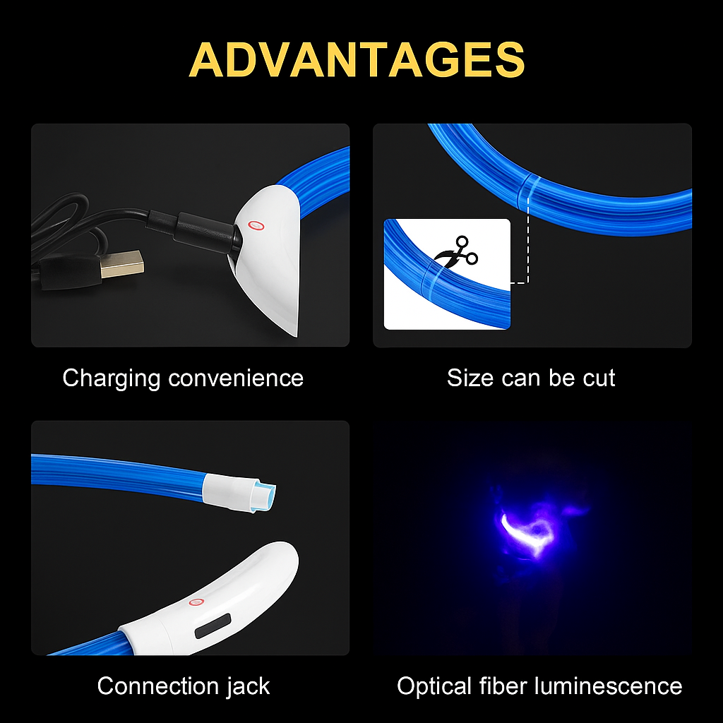 USB Rechargeable LED Dog Collar – Adjustable Glow & Cut-to-Fit