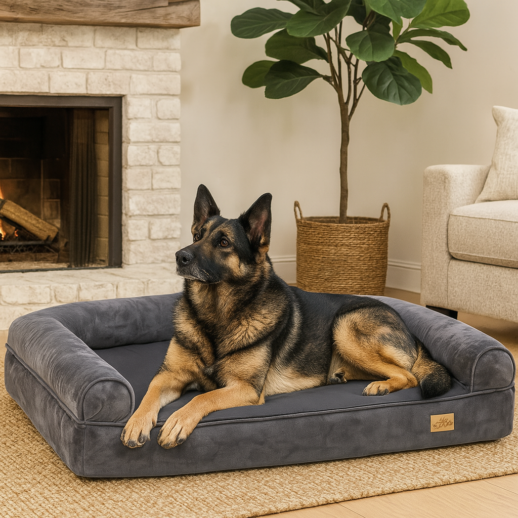 Extra Large Orthopedic Waterproof Dog Bed Washable Bolster