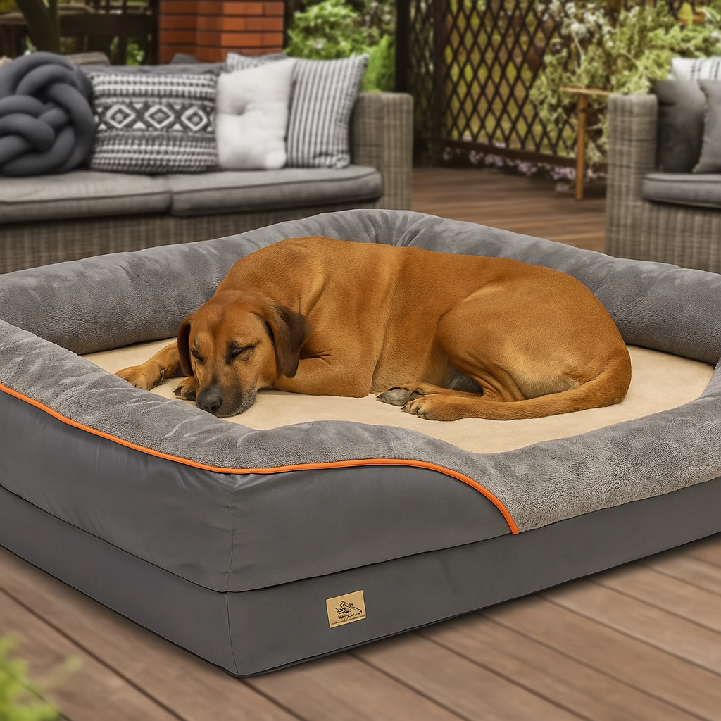 Extra large Orthopedic Washable Dog Bed With Bolster And Foam Support For Large Dogs