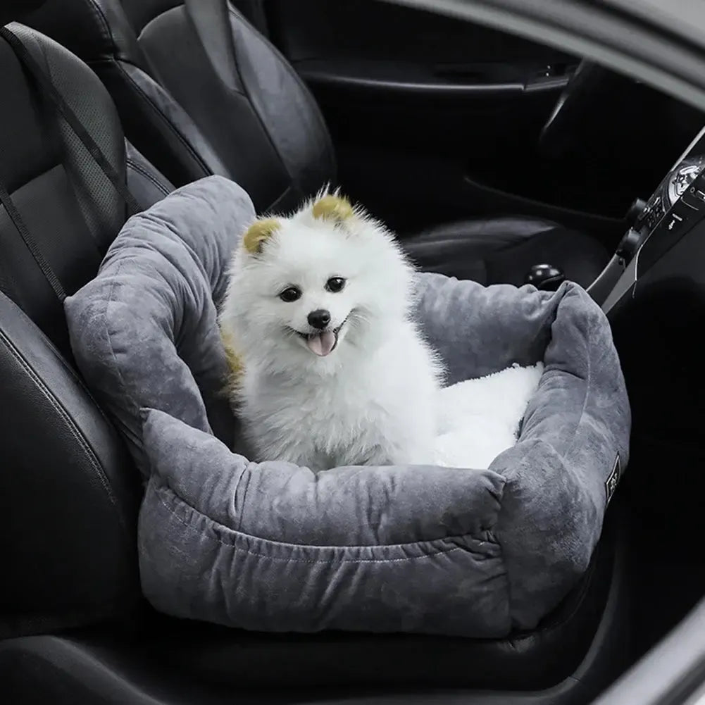 Dog Car Seat Bed Washable Travel with Straps & Pockets