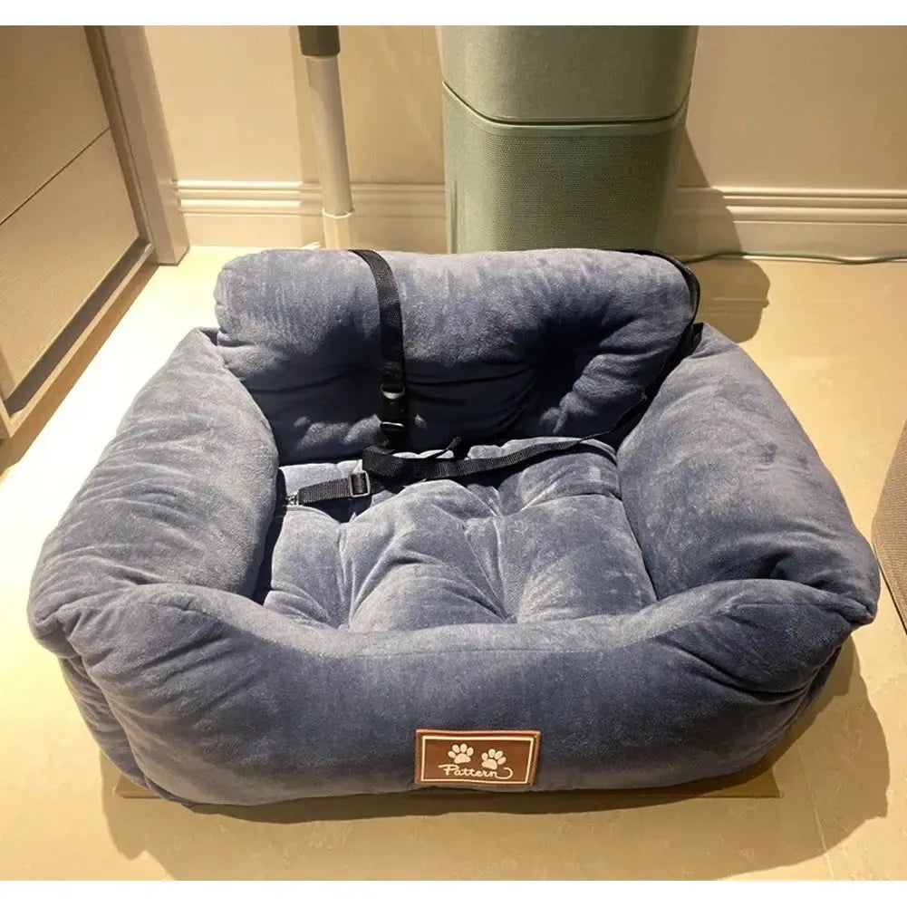 Dog Car Seat Bed Washable Travel with Straps & Pockets
