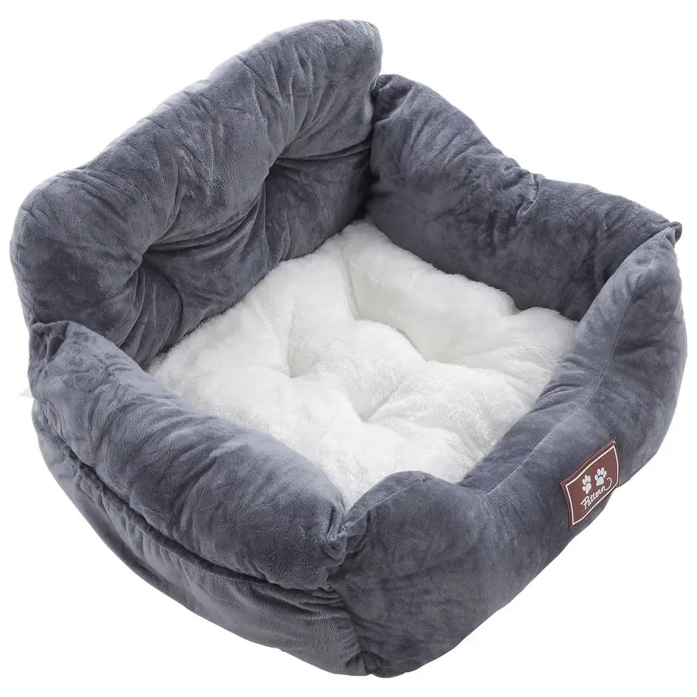Dog Car Seat Bed Washable Travel with Straps & Pockets