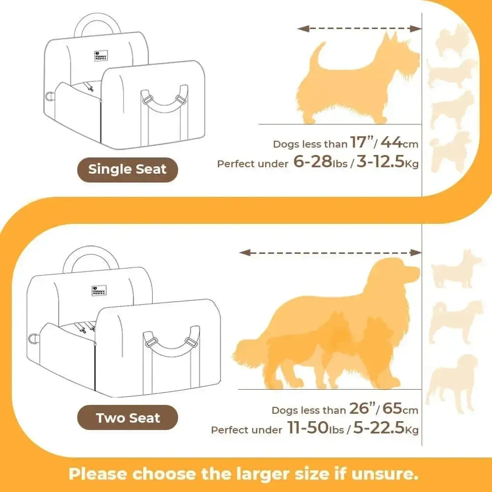 Dog Car Seat Bed Waterproof Travel with Washable Cover