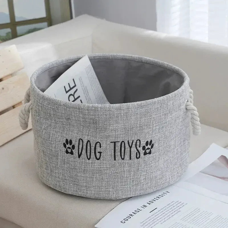 Dog Toy Storage Basket – Foldable Canvas Organizer