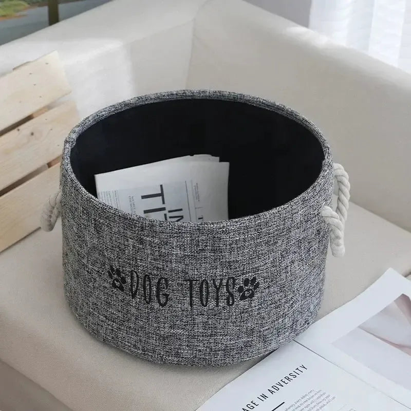 Dog Toy Storage Basket – Foldable Canvas Organizer
