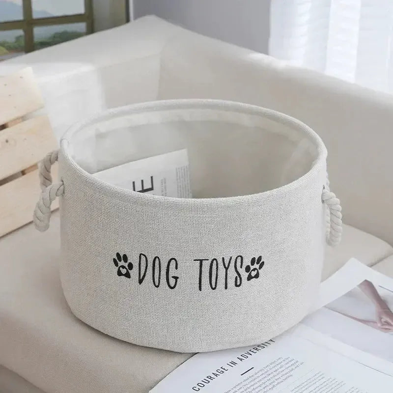 Dog Toy Storage Basket – Foldable Canvas Organizer