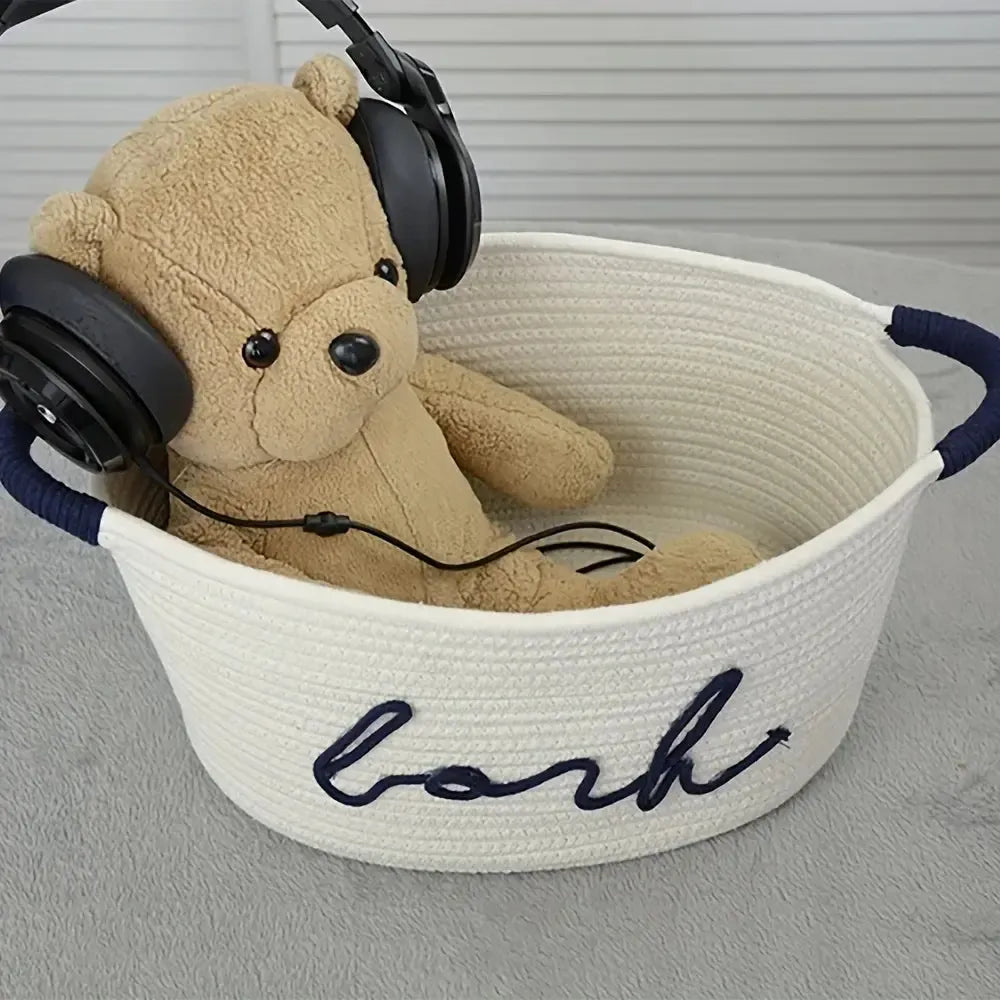 Dog Toy Storage Basket – Portable Cotton Rope Bin