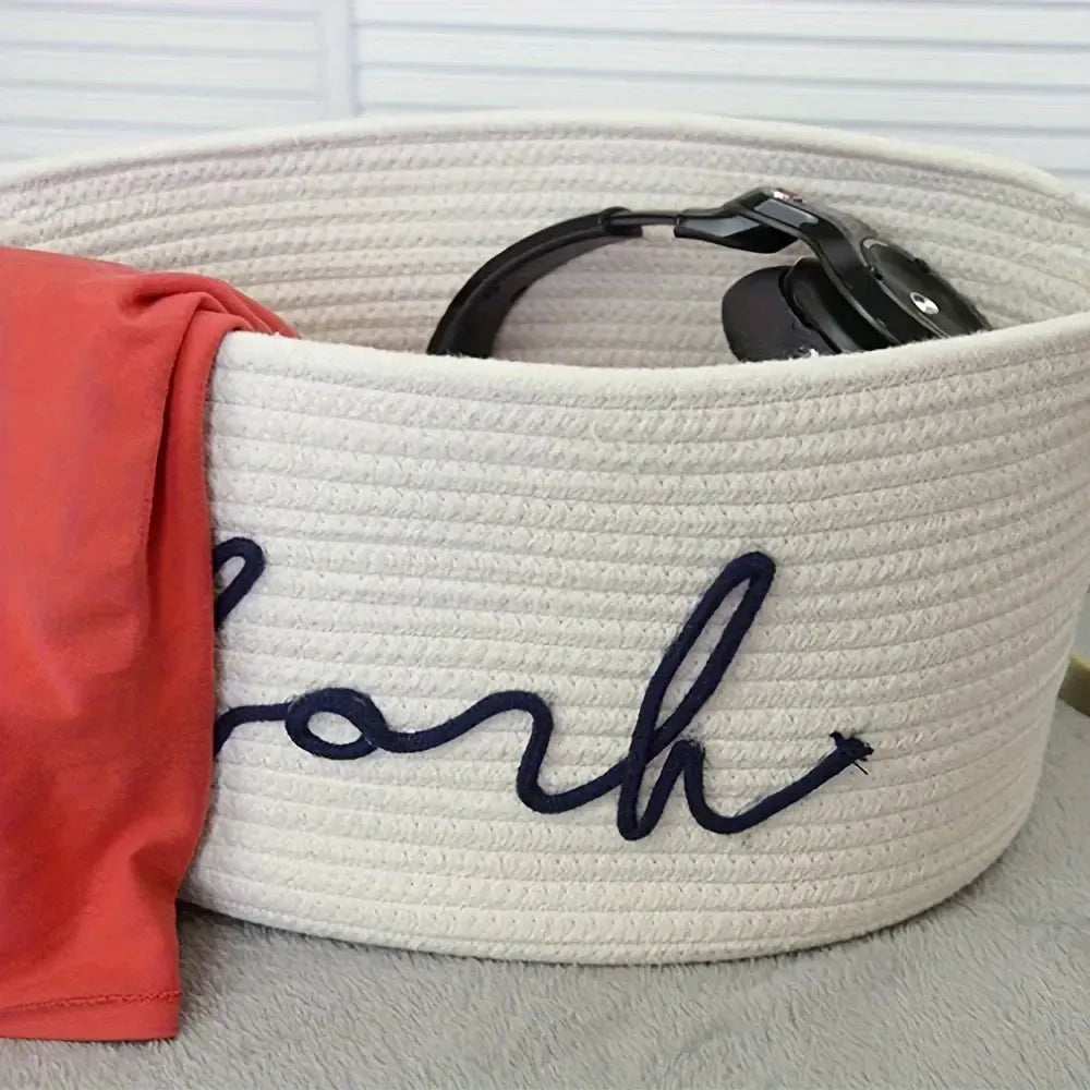 Dog Toy Storage Basket – Portable Cotton Rope Bin