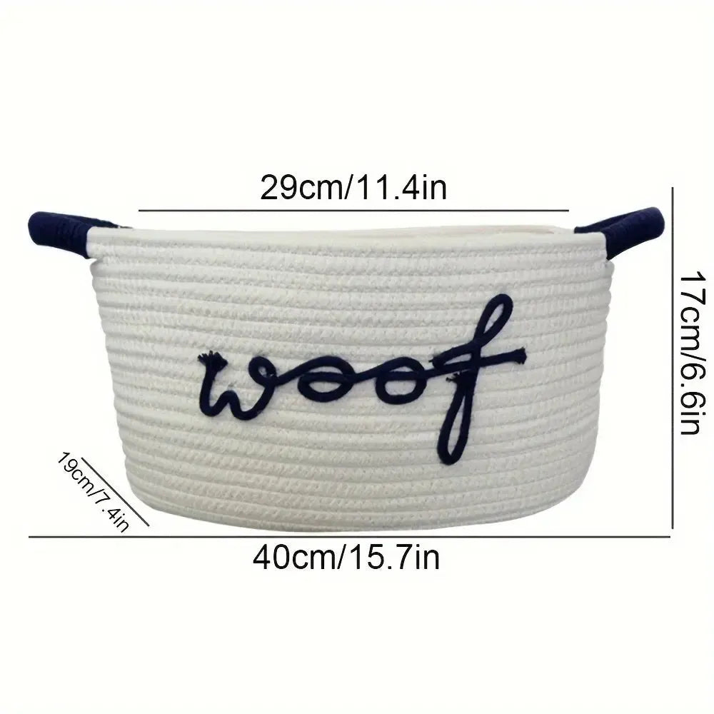 Dog Toy Storage Basket – Portable Cotton Rope Bin