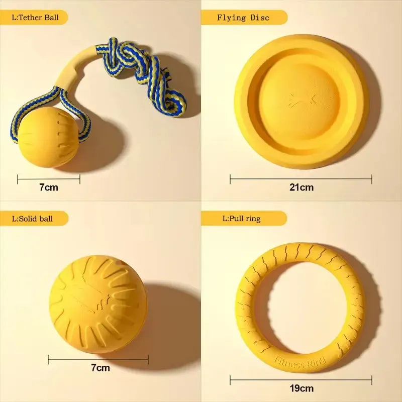 Durable Dog Toy Set – Flying Disc, Ball, Tug & Pull Ring