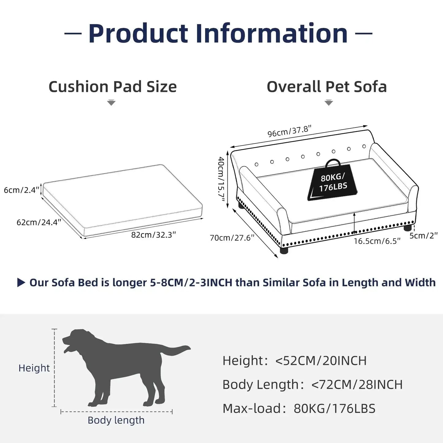 Extra Large Luxury Orthopedic Dog Sofa Bed With Washable Cushion
