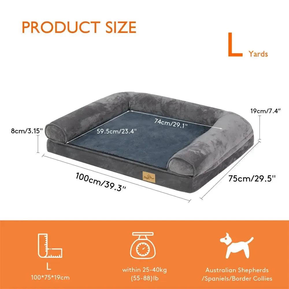 Extra Large Orthopedic Waterproof Dog Bed Washable Bolster