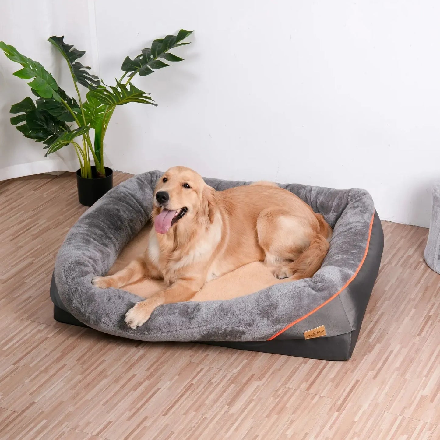 Extra large Orthopedic Washable Dog Bed With Bolster And Foam Support For Large Dogs