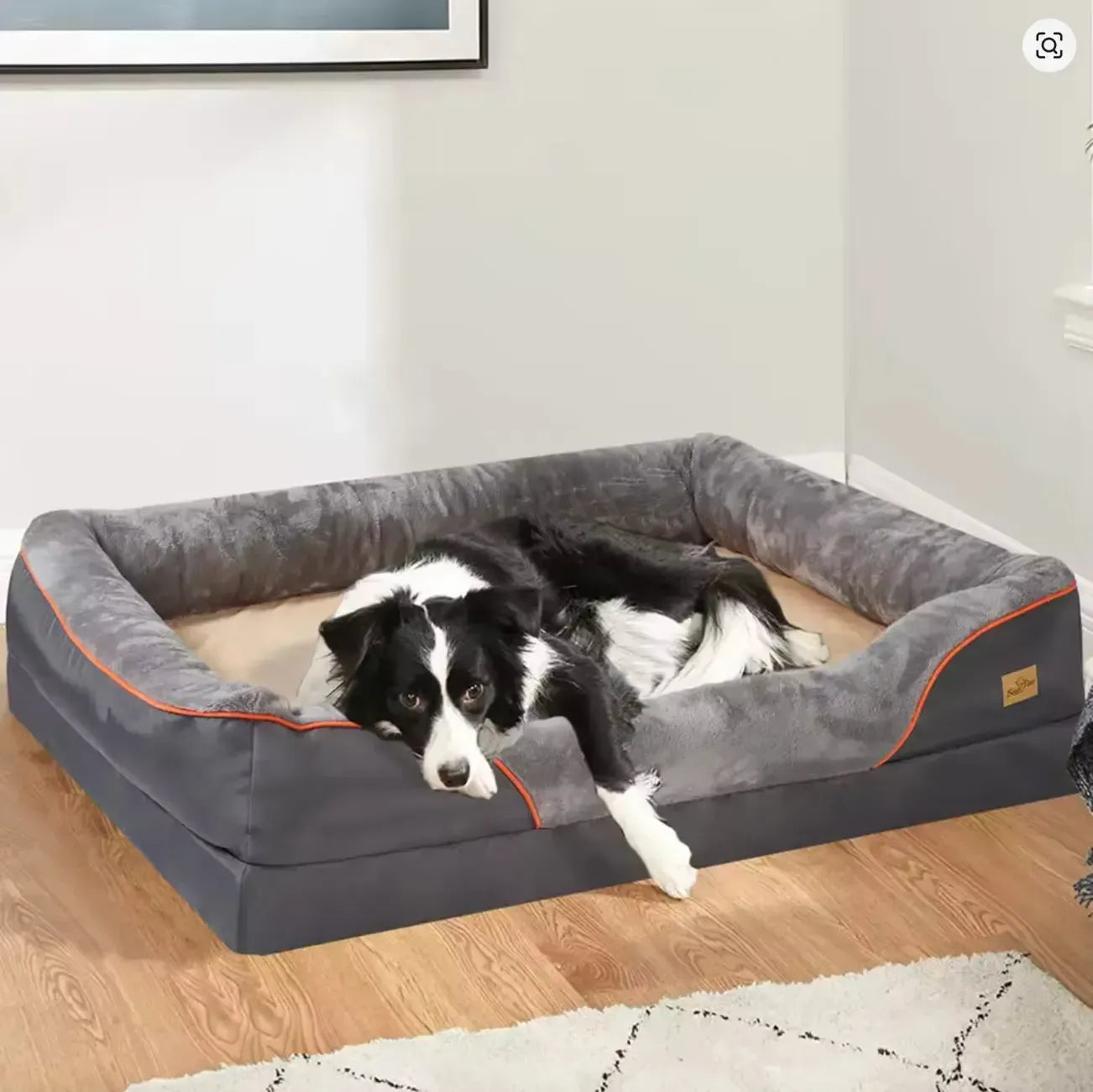 Extra large Orthopedic Washable Dog Bed With Bolster And Foam Support For Large Dogs
