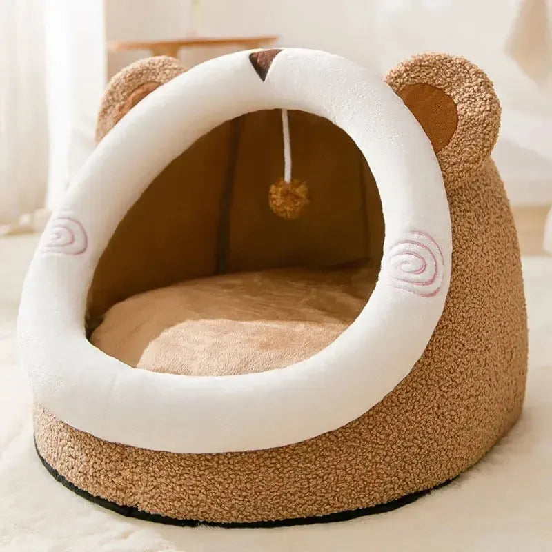 Foldable Cotton Cave Dog Bed With Washable Cushion