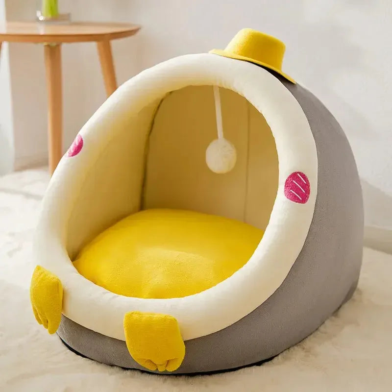 Foldable Cotton Cave Dog Bed With Washable Cushion