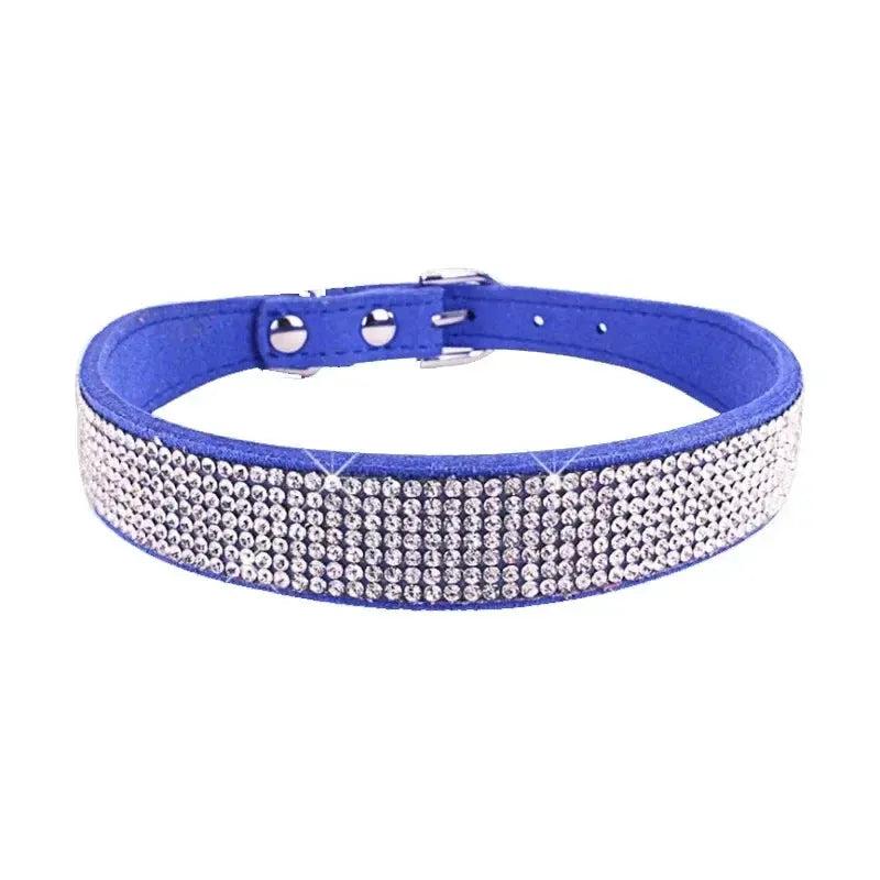 Glitter Rhinestone Suede Dog Collar