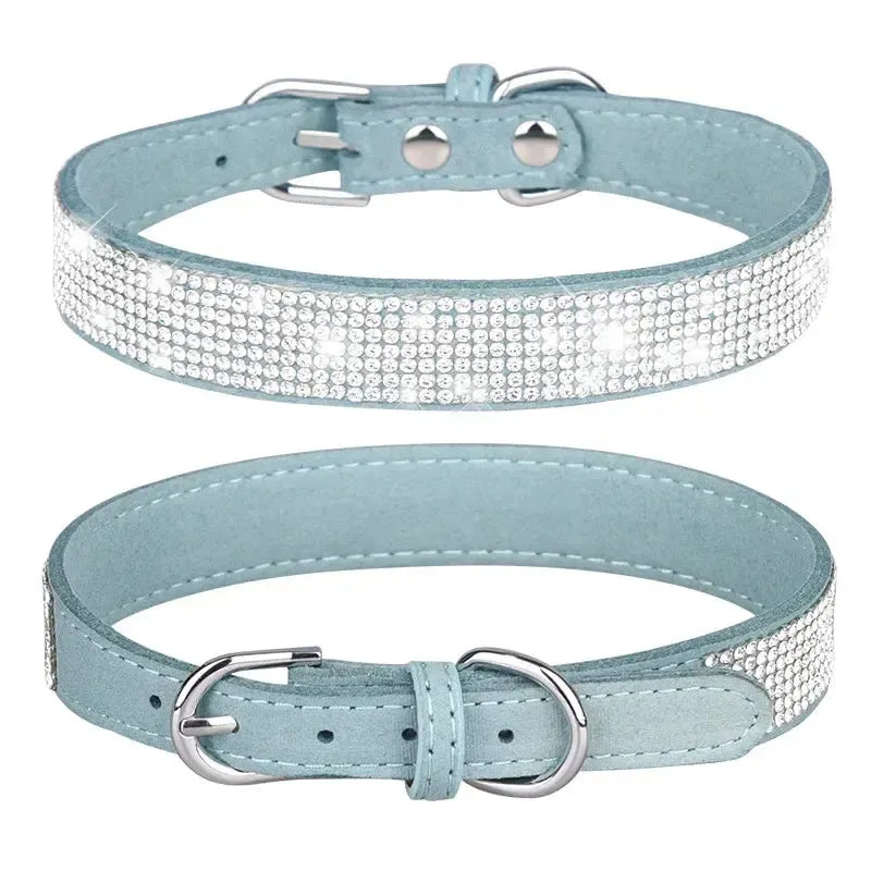 Glitter Rhinestone Suede Dog Collar