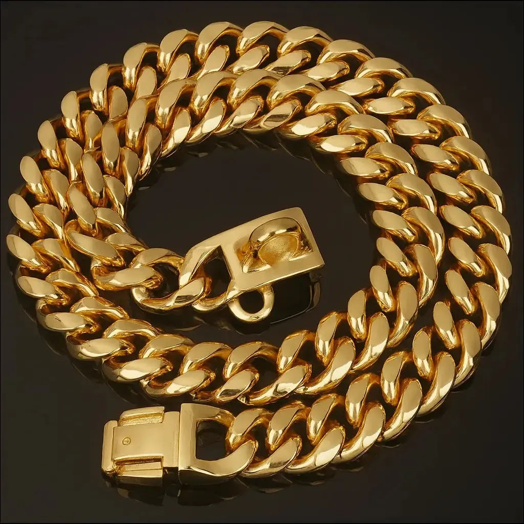 Heavy-Duty Gold Plated Cuban Link Dog Collar