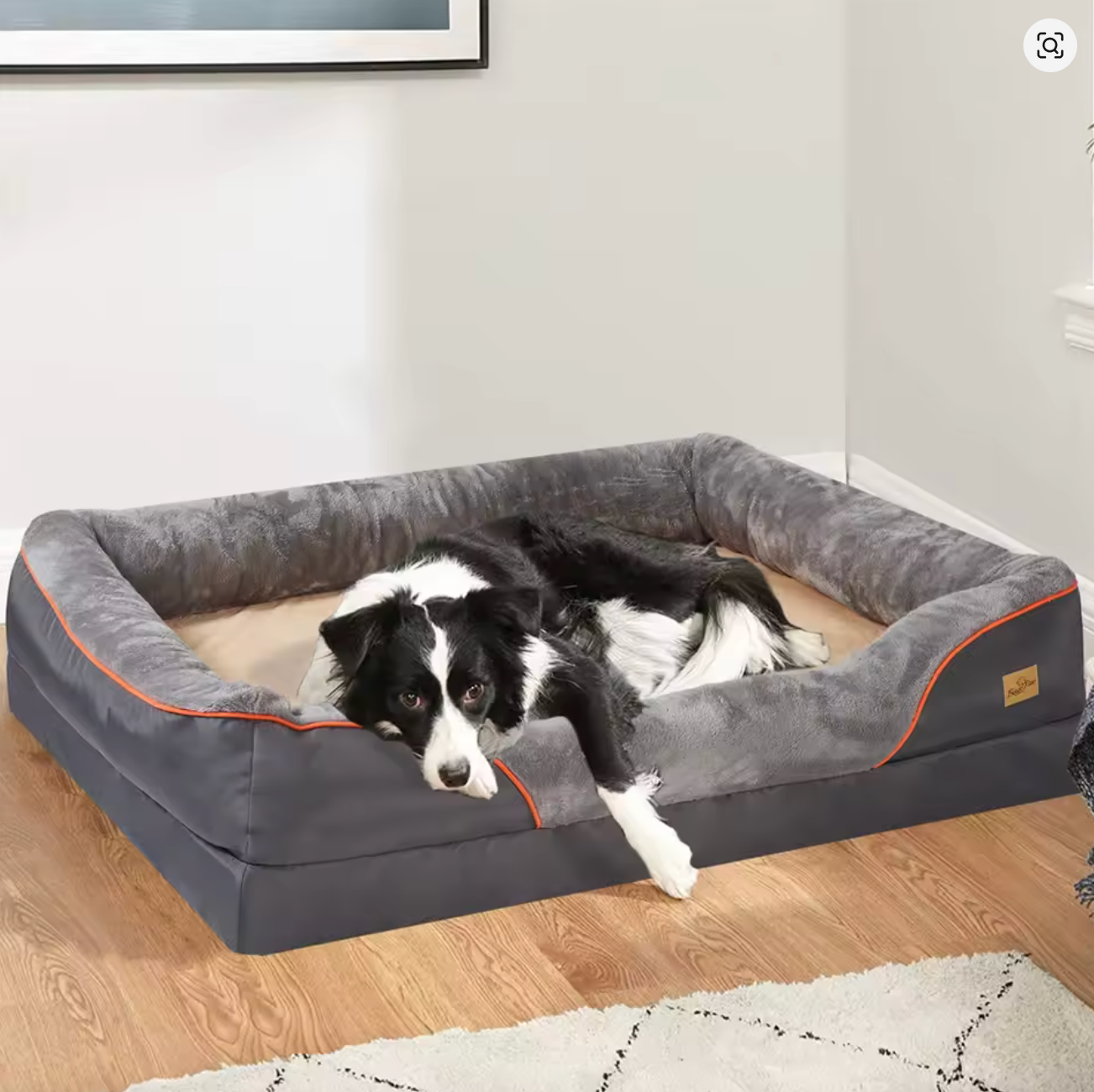 Extra large Orthopedic Washable Dog Bed With Bolster And Foam Support For Large Dogs