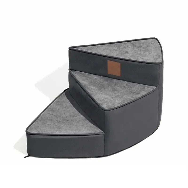 Luxury faux leather dog stairs with non-slip base