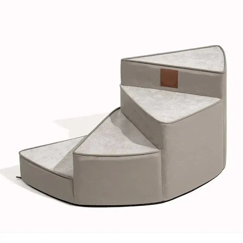 Luxury faux leather dog stairs with non-slip base