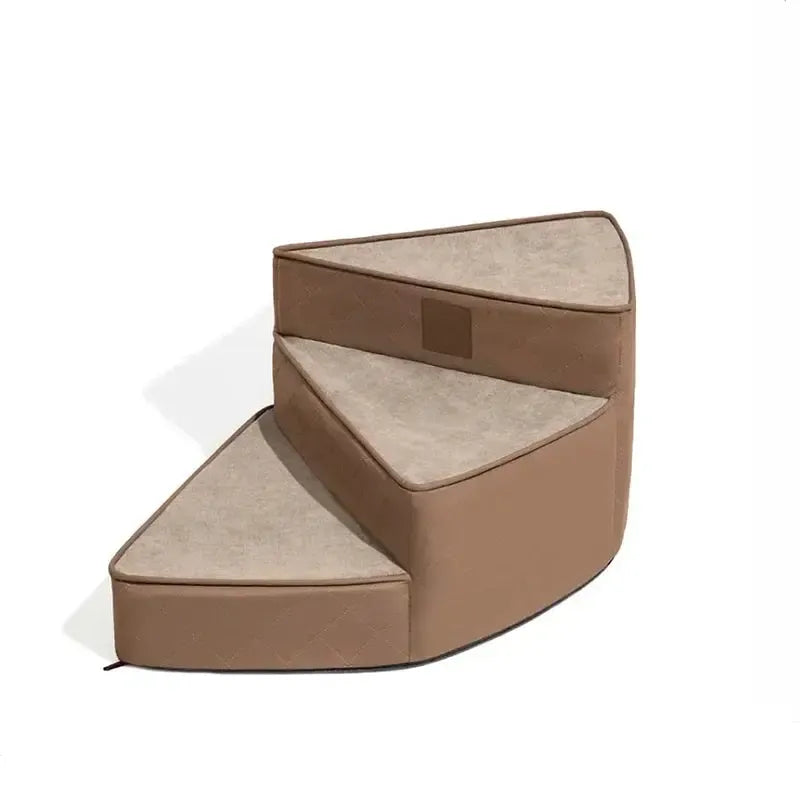 Luxury faux leather dog stairs with non-slip base