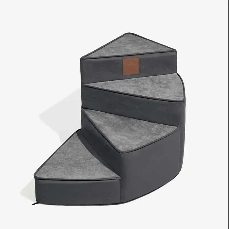 Luxury faux leather dog stairs with non-slip base