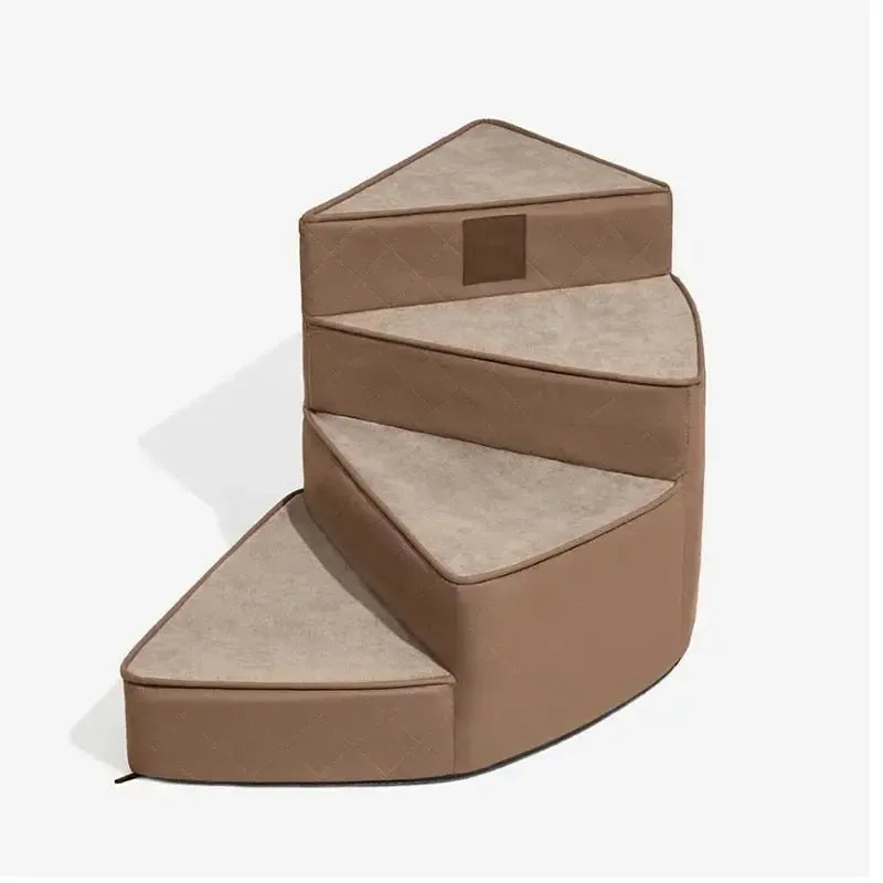Luxury faux leather dog stairs with non-slip base