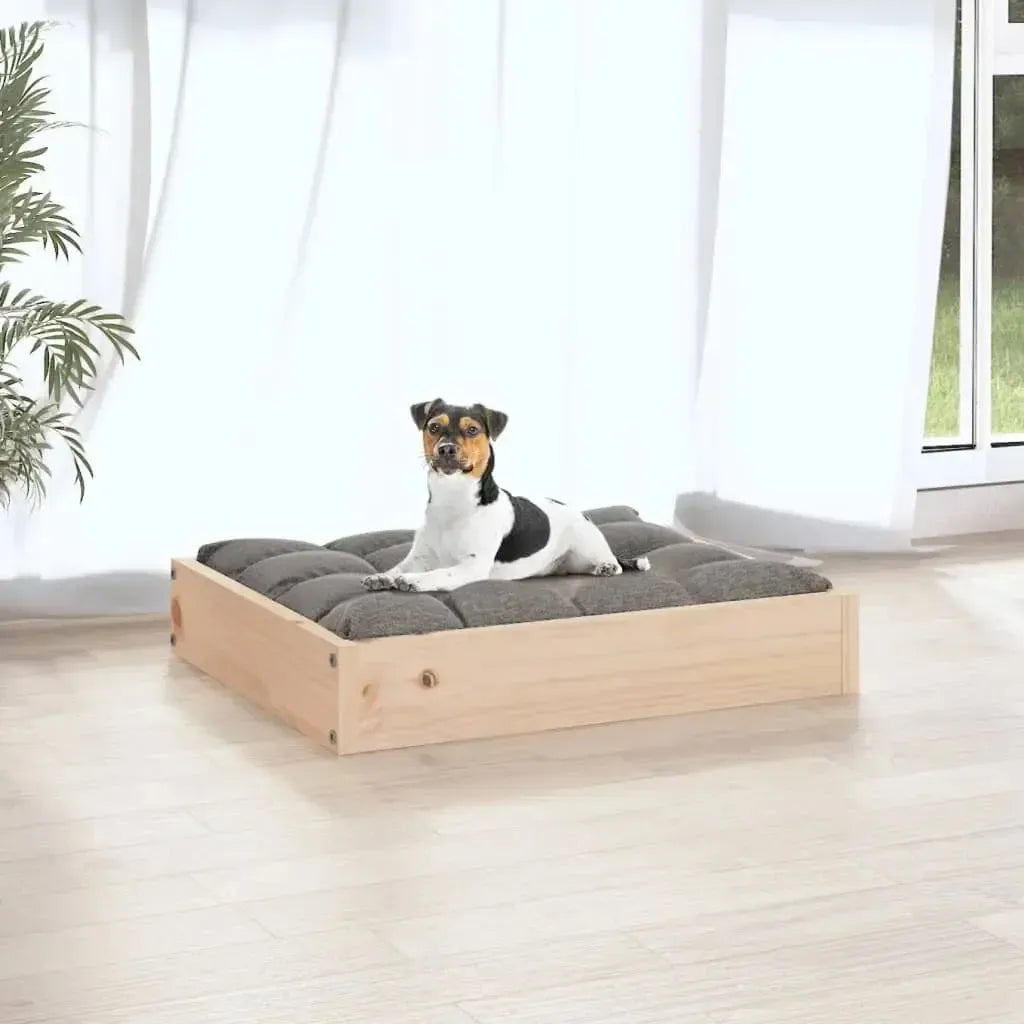 Minimalist Pine Wood Dog Bed Frame for Puppies and Small Breeds