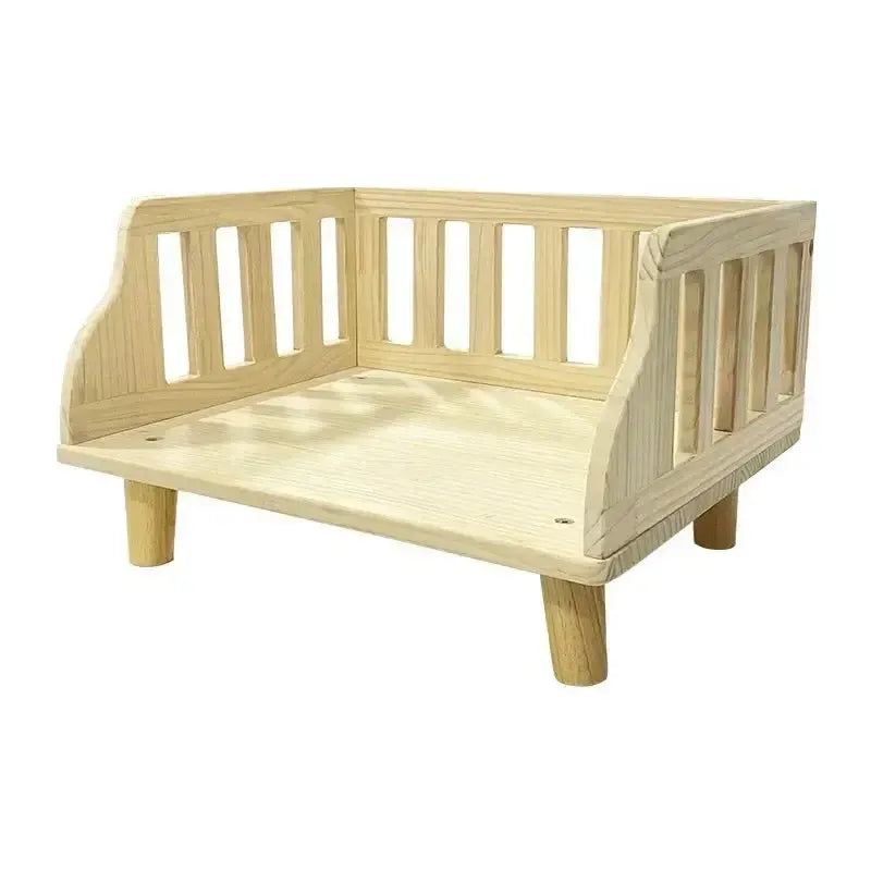 Minimalist Wooden Elevated Dog Bed with Semi-Enclosed Moisture-Proof Design