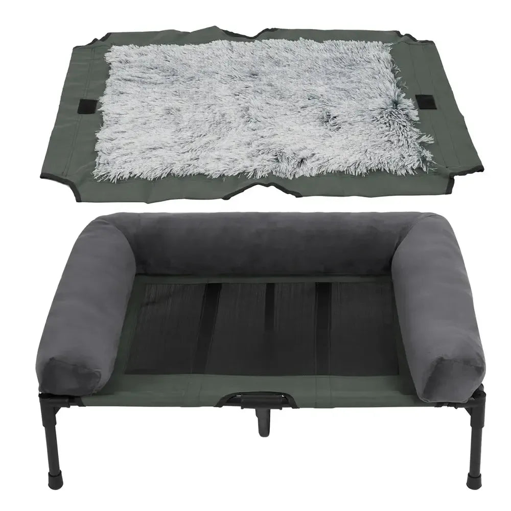 Orthopedic Raised Cooling Washable Dog Bed With Bolster