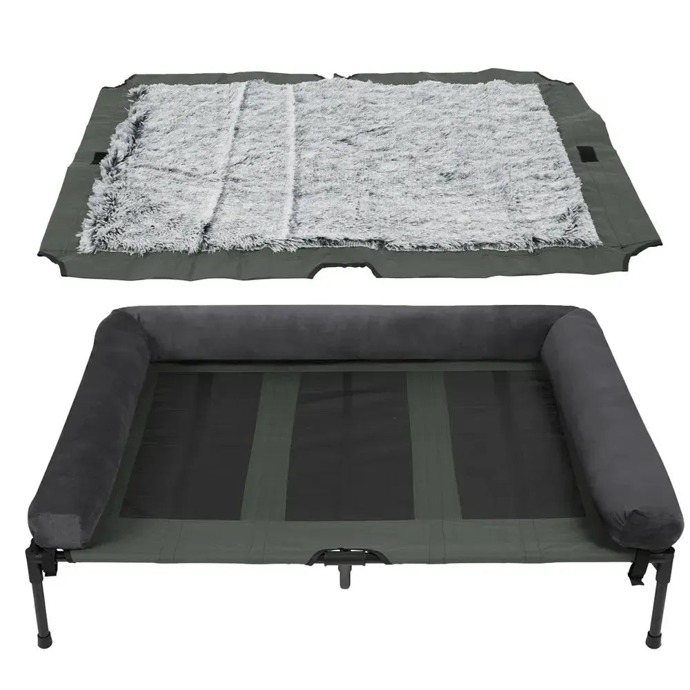 Orthopedic Raised Cooling Washable Dog Bed With Bolster