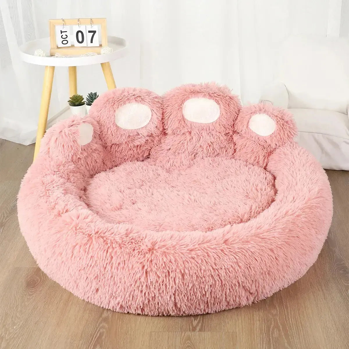 Plush Calming Paw Dog Bed