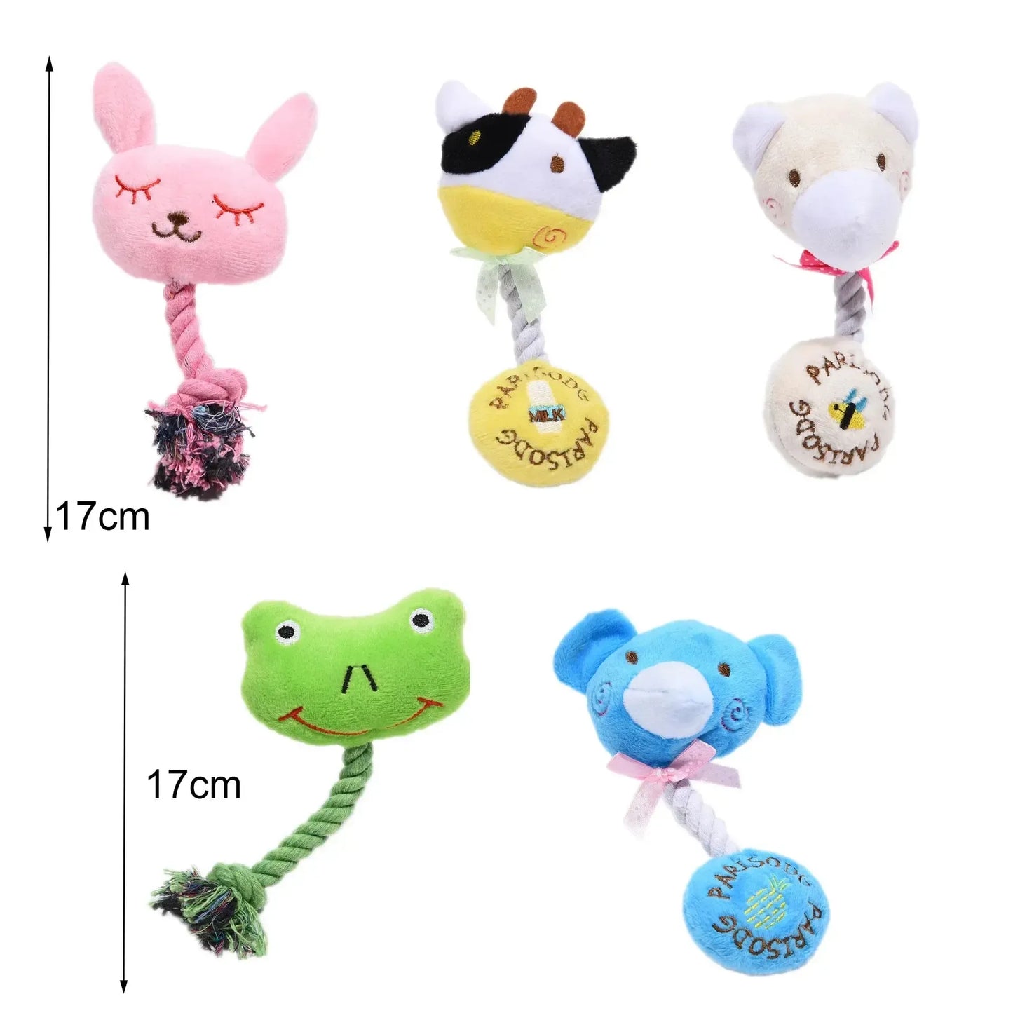 Plush Squeaky Rope Dog Toy – 17cm Puppy Chew Toy