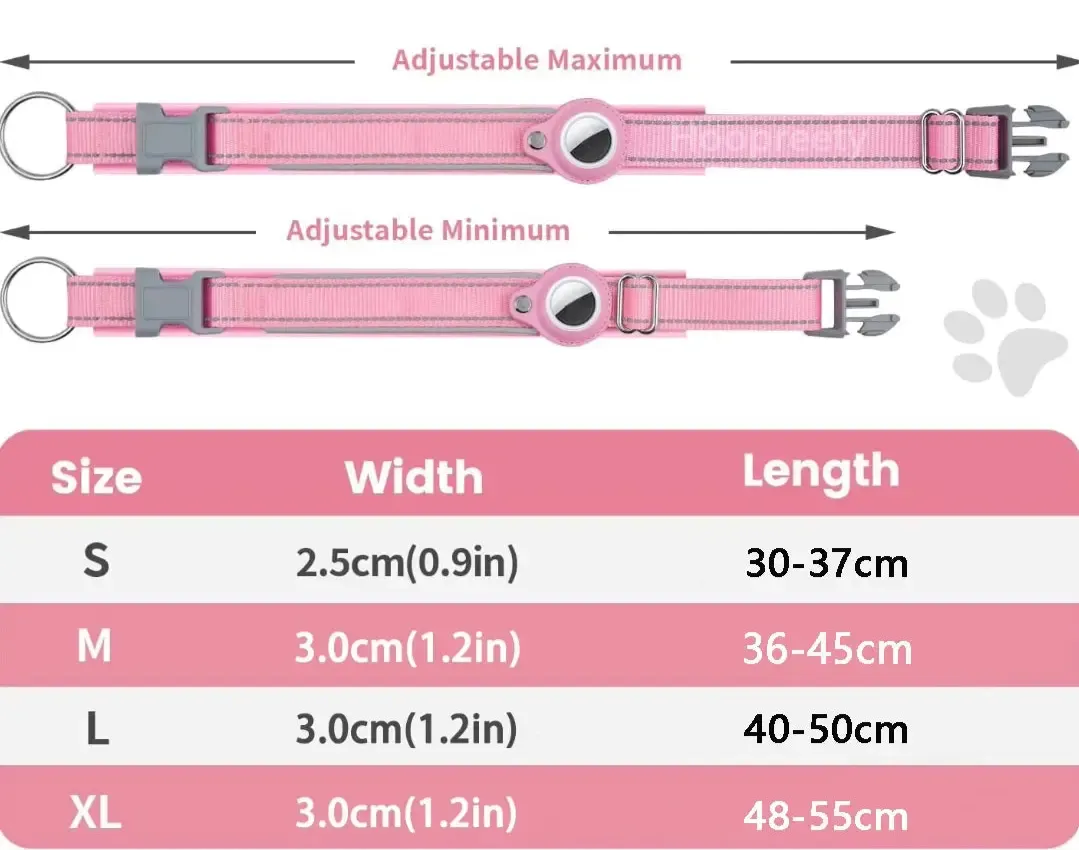 Reflective AirTag Dog Collar with Padding