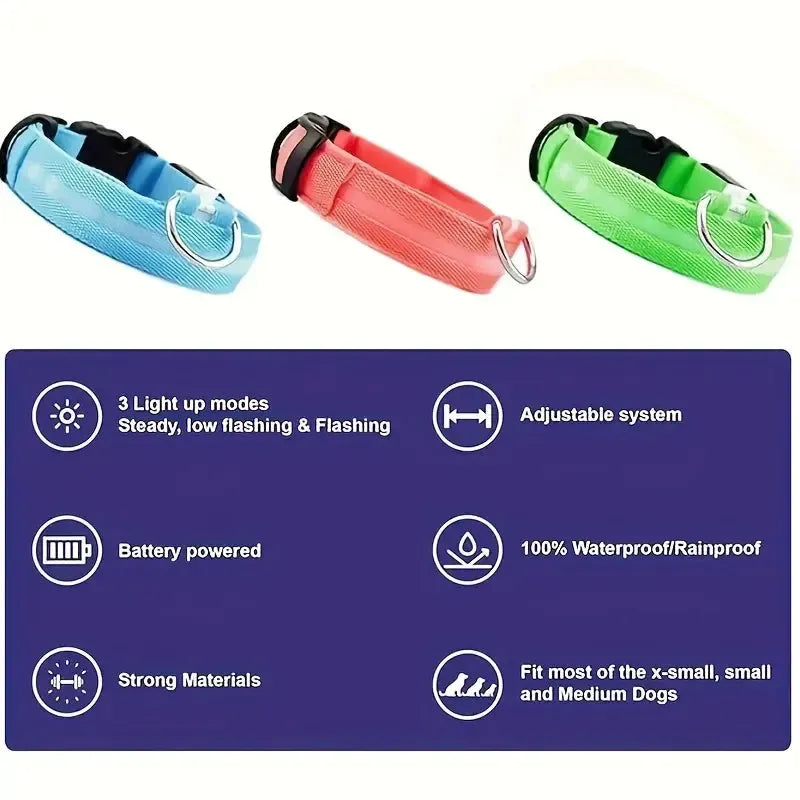 Reflective LED Dog Collar – Waterproof, Adjustable & Bright