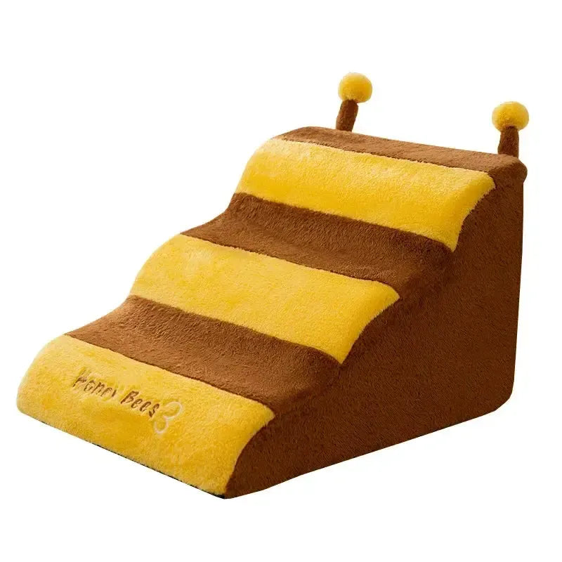 Removable fleece dog stairs with non-slip base
