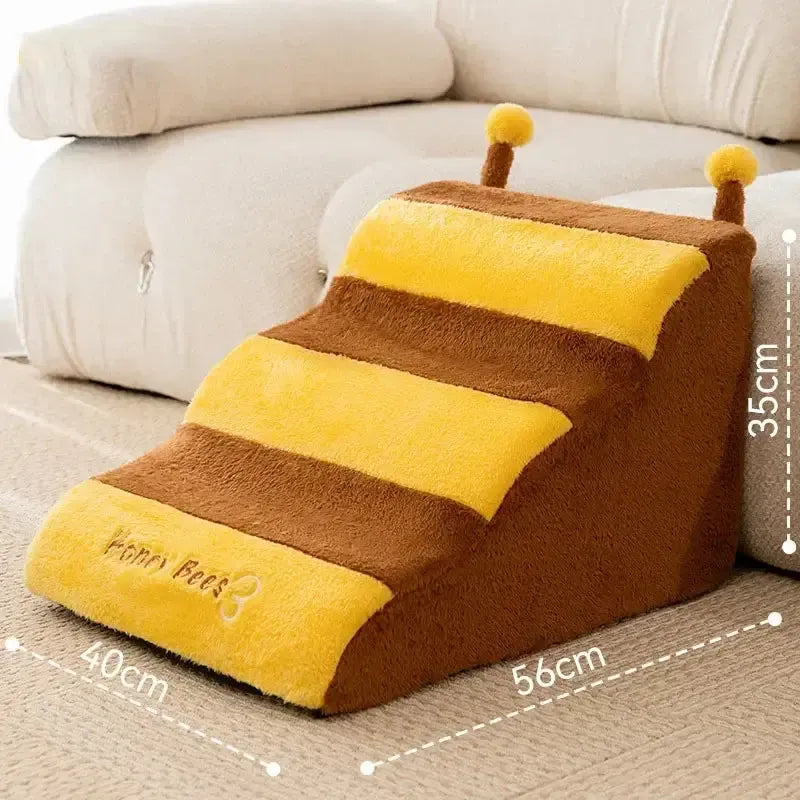 Removable fleece dog stairs with non-slip base