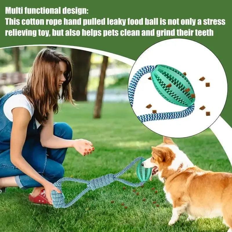 Rope Ball Chew Toy with Treat Dispenser for Medium & Large Dogs