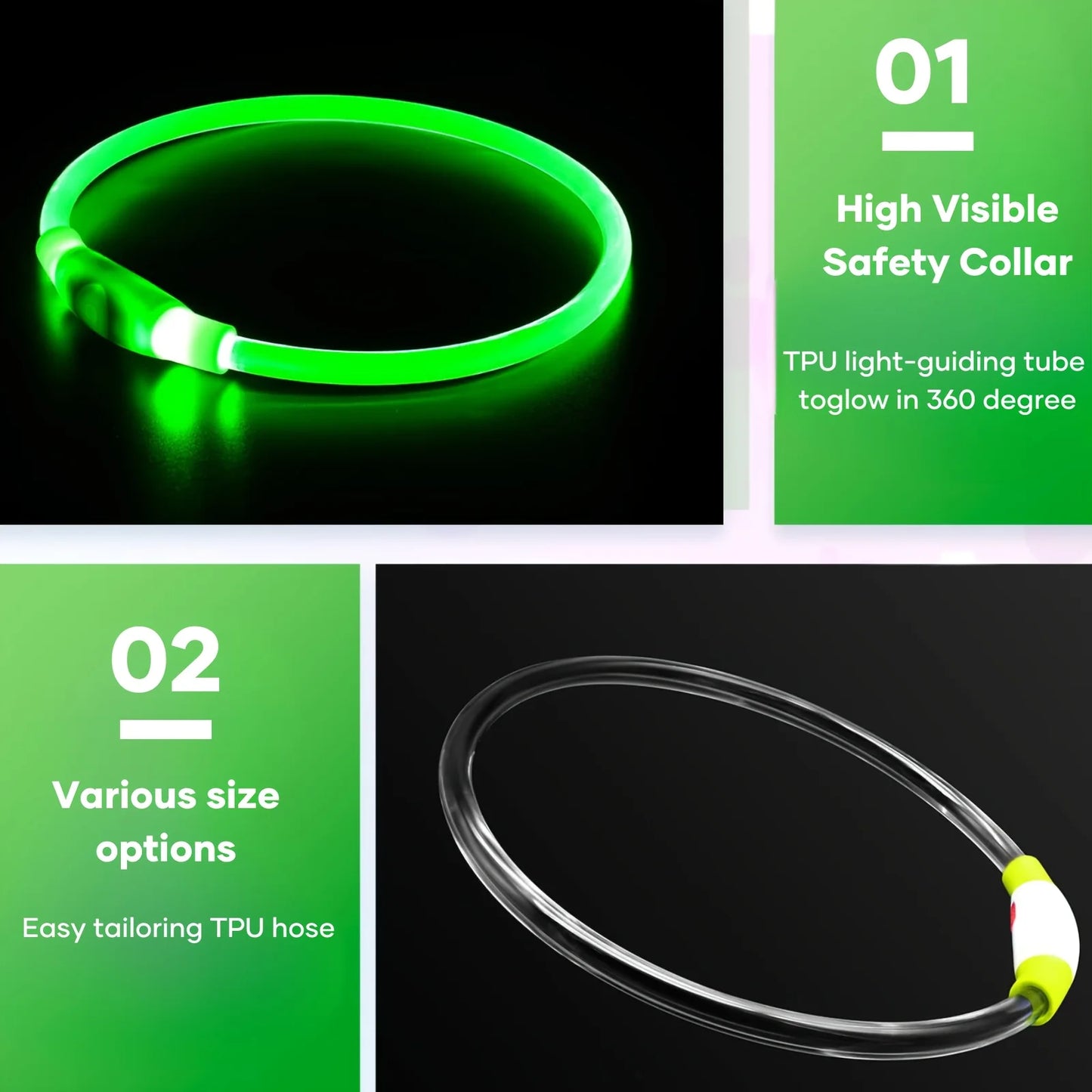 USB Rechargeable LED Dog Collar – Adjustable Glow & Cut-to-Fit