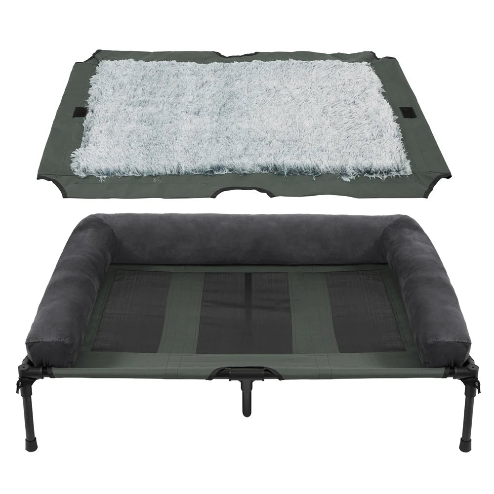 Orthopedic Raised Cooling Washable Dog Bed With Bolster