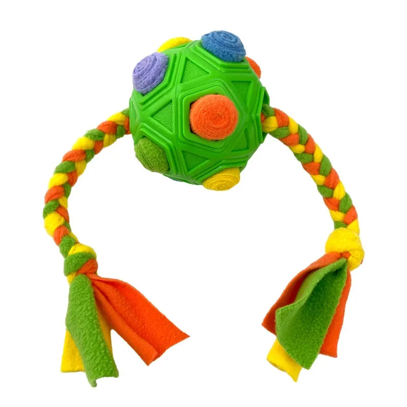 Sniffing Ball with Rope and Treat Hiding 3-in-1 Dog Toy