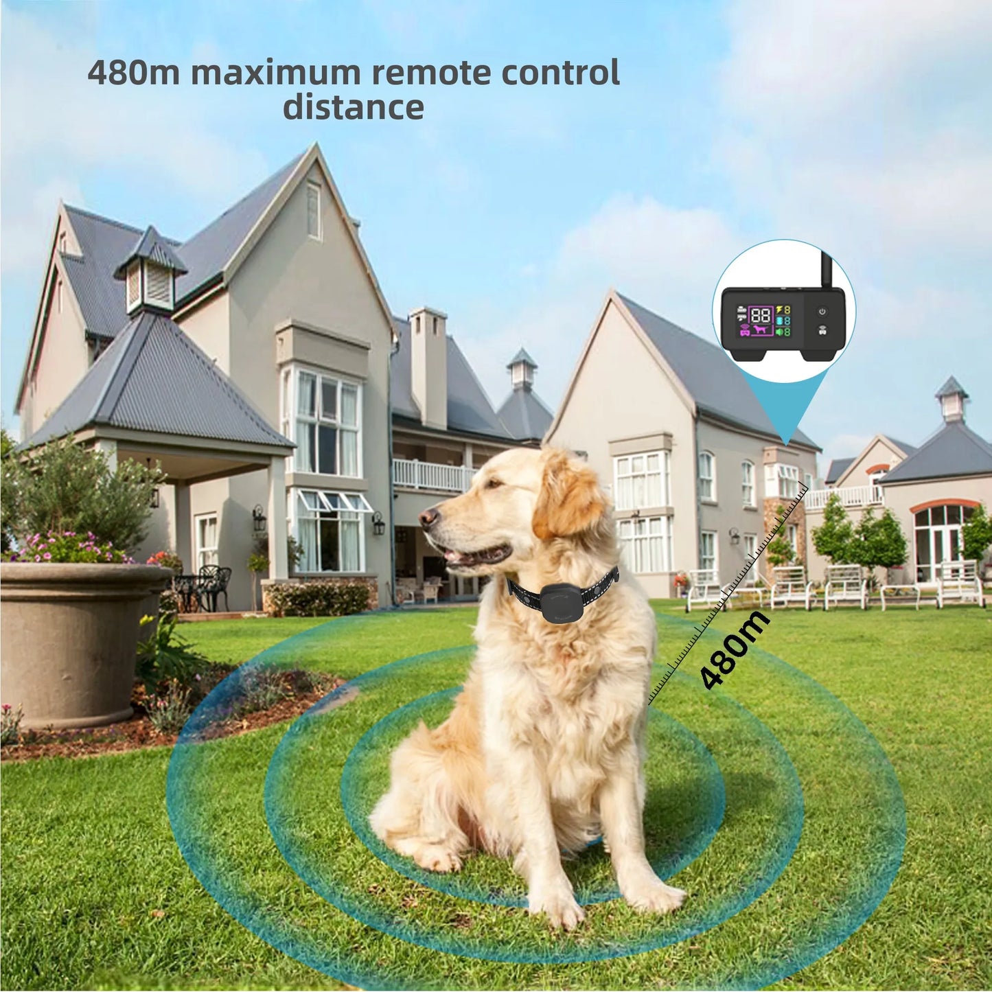 Wireless Dog Fence System with 480m Range & Training Collar