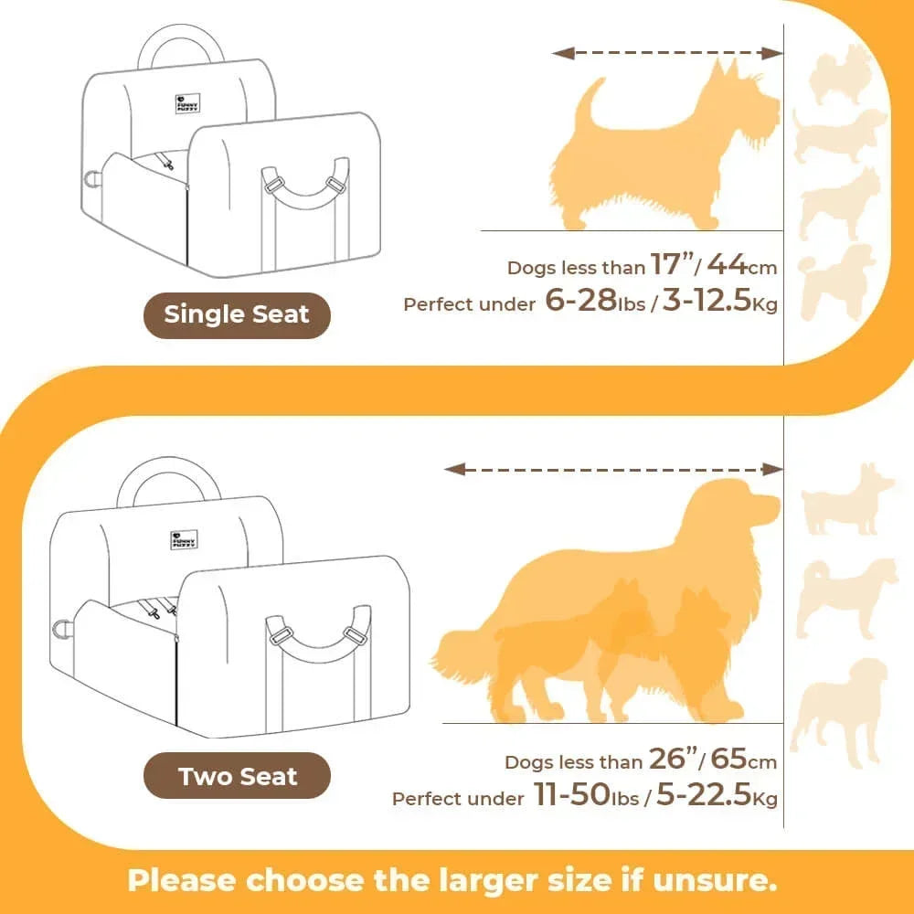 Dog Car Seat Bed Waterproof Travel with Washable Cover