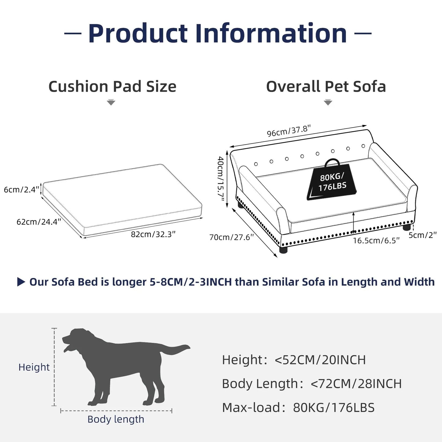 Extra Large Luxury Orthopedic Dog Sofa Bed With Washable Cushion