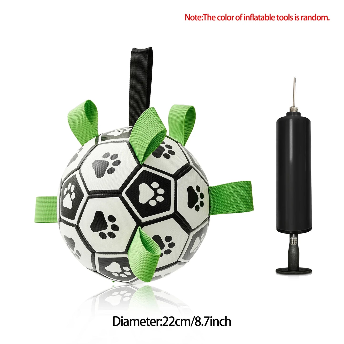 Interactive Dog Soccer Ball with Straps for Tug and Fetch