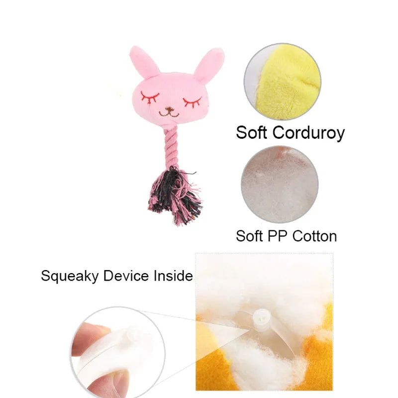 Plush Squeaky Rope Dog Toy – 17cm Puppy Chew Toy