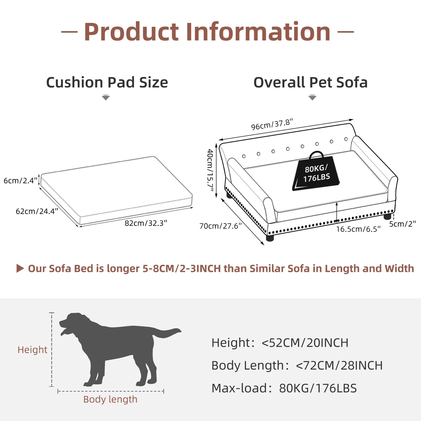 Orthopedic Waterproof XL Dog Sofa Bed with Raised Wood Frame