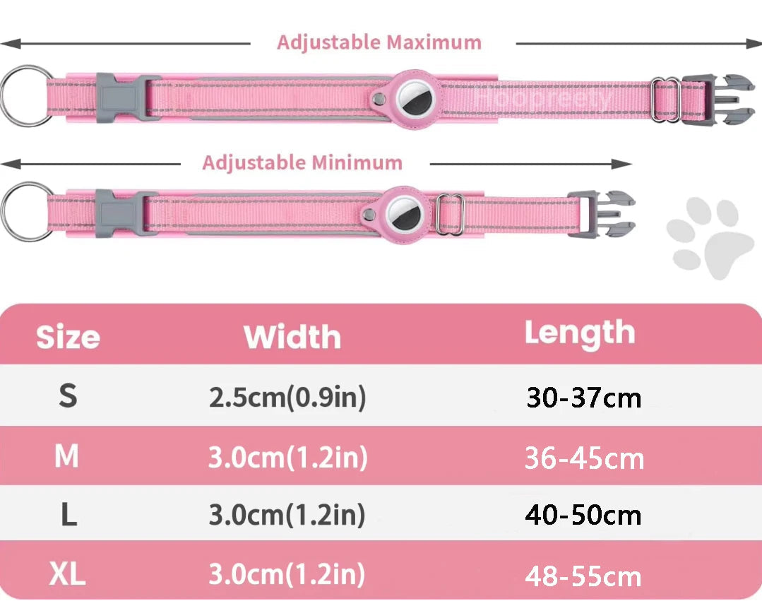 Reflective AirTag Dog Collar with Padding